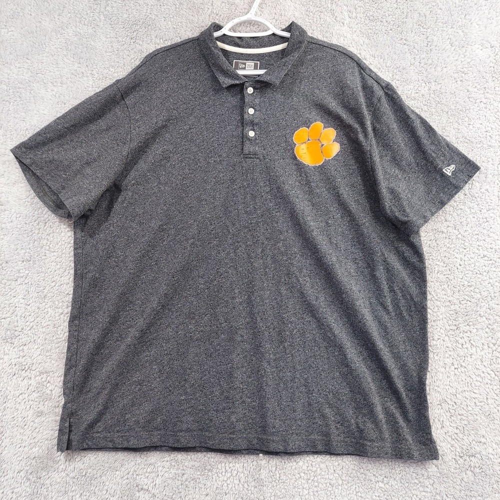 New Era Polo Shirt Mens 3XL Charcoal Gray Clemson Tigers Paw‎ Short Sleeve Logo